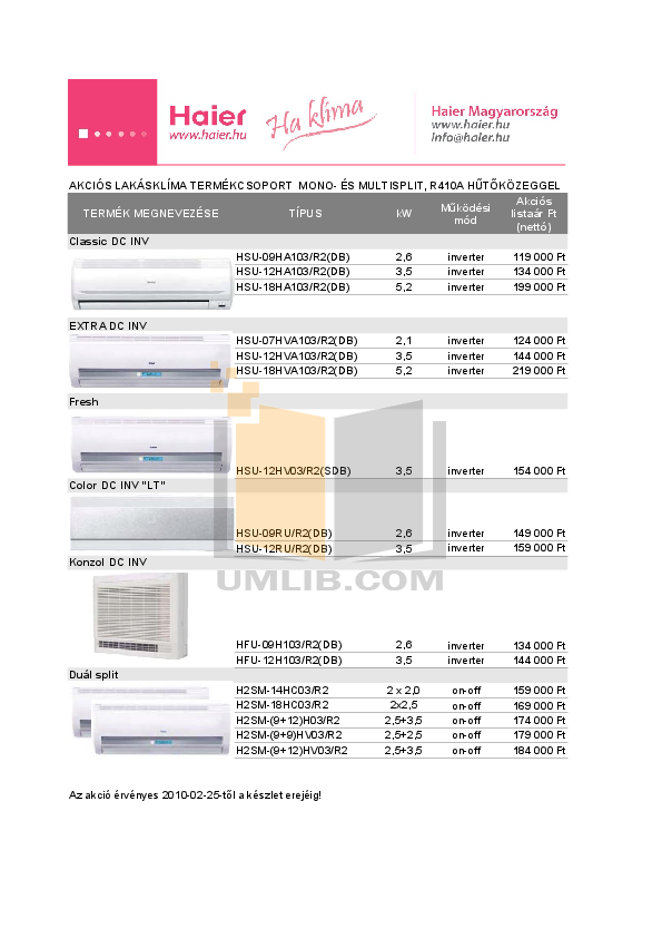 Download free pdf for Haier AU422XIEAA Air Conditioner manual